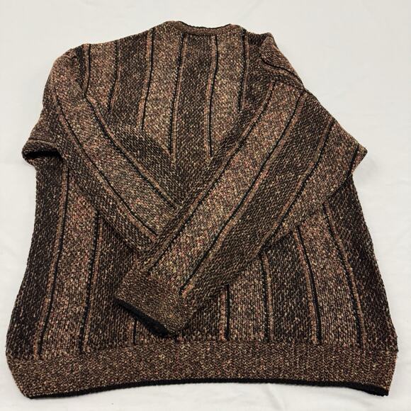 Vintage Wool Blend Grandpa Fisherman Sweater Made in Italy Brown Orange Large/XL - Picture 9 of 9